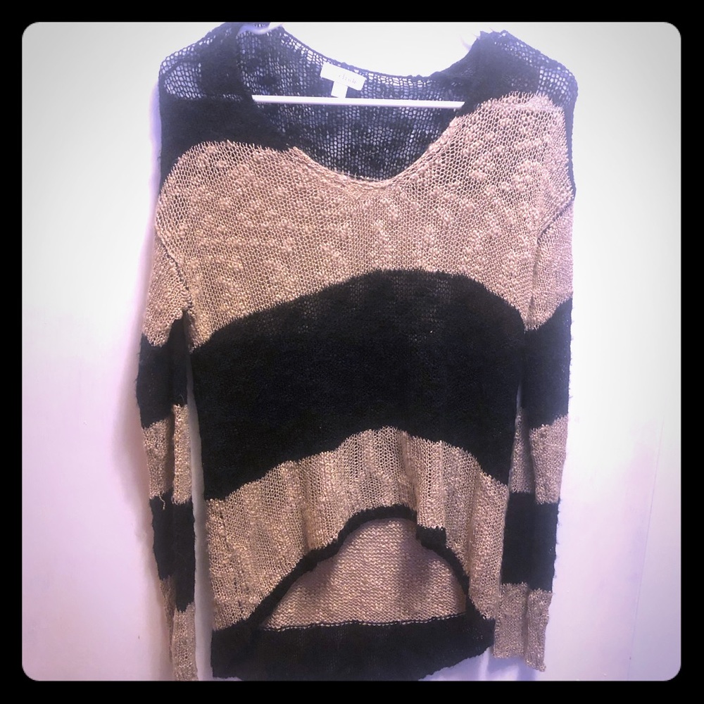 Sheer Black and Tan striped sweater
